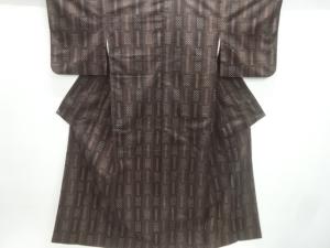 格子に絣柄織出し手織り紬着物